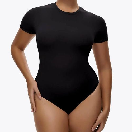 Bodysuit Modelator Tanga cu Mânecă Scurtă RunwayShape - Crew Neck