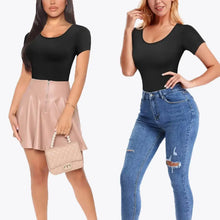 Bodysuit Modelator Tanga cu Mânecă Scurtă RunwayShape - Scoop Neck