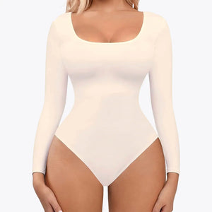Ofertă 1+1 Bodysuit Modelator Tanga cu Mânecă Lungă RunwayShape - Square Neck